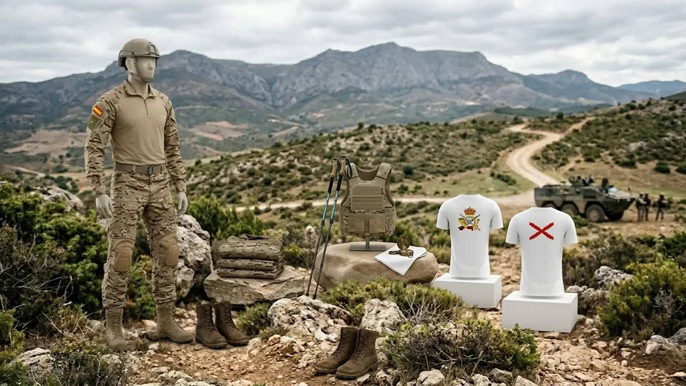 Despliegue de ropa y material táctico militar por categorías