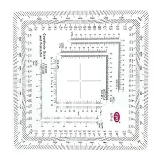 Puco Lector de cuadrícula de coordenadas MGRS/UTM de estilo militar mejorado y escala de coordenadas transportadores para acampar escala de mapa topográfico regla cuadrada