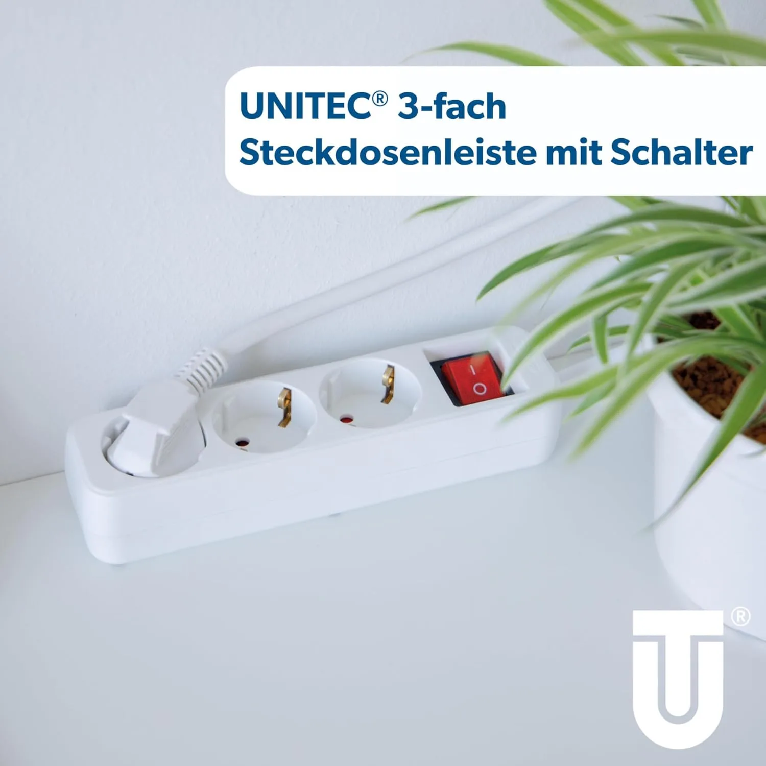 Enchufe Schuko con Interruptor y Seguridad Infantil - 3 Tomas, 3500W, 1.4m 3
