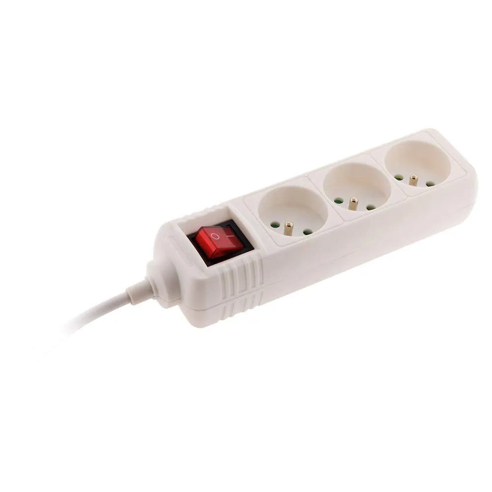 Regleta Eléctrica de 3 Tomas con Interruptor - Blanca 2