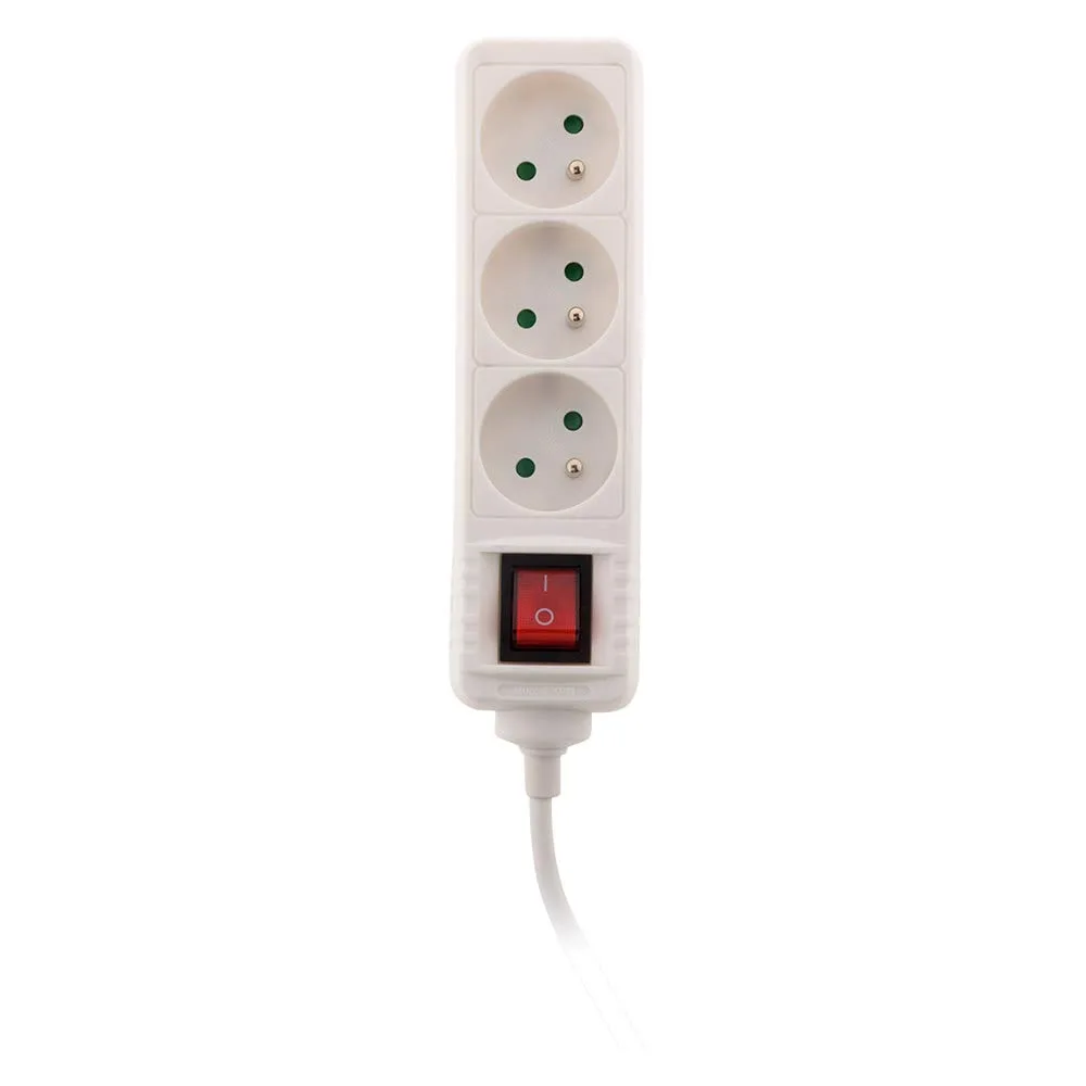 Regleta Eléctrica de 3 Tomas con Interruptor - Blanca 3