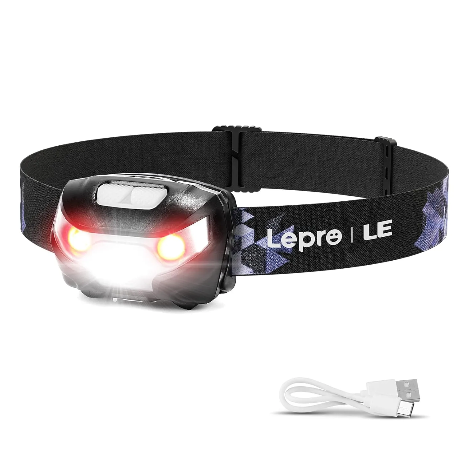 Linterna Frontal LED Recargable con 5 Modos de Luz 2