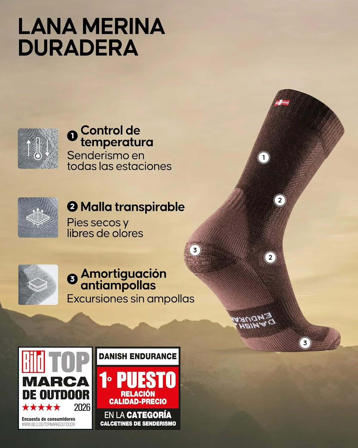 Calcetines Tácticos de Senderismo Lana Merino (Pack 3) 3