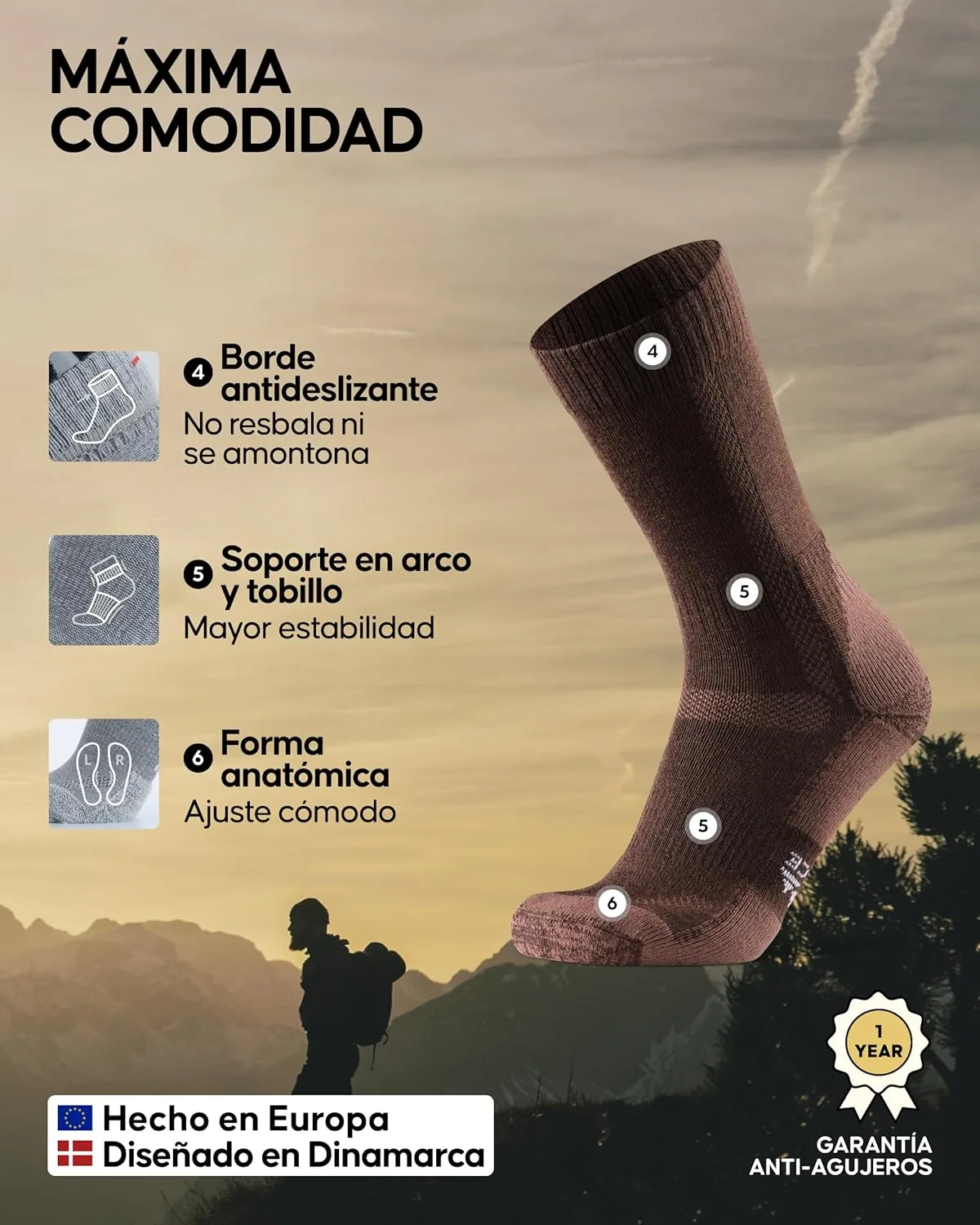 Calcetines Tácticos de Senderismo Lana Merino (Pack 3) 4
