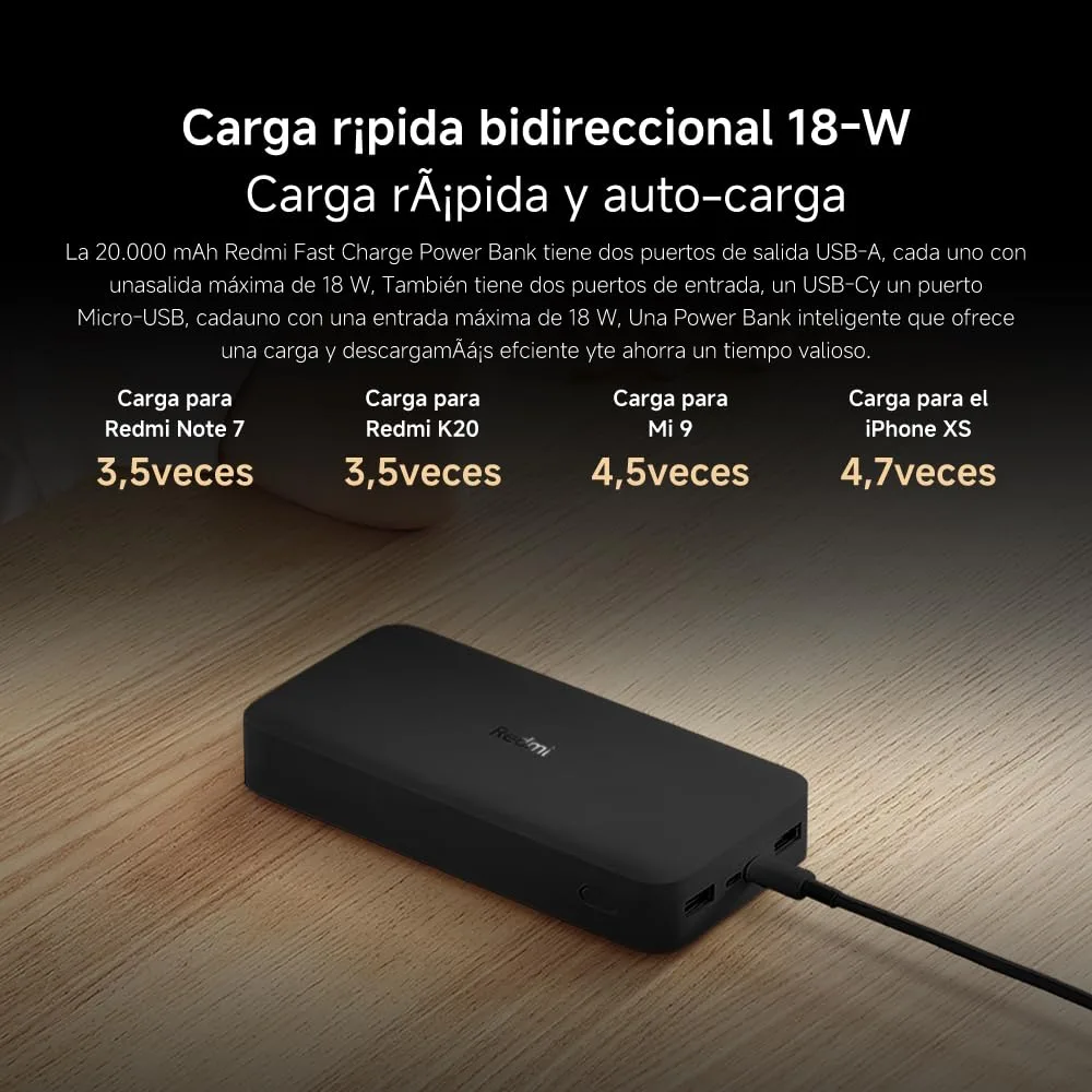 Batería Externa Táctica 20000 mAh con Carga Rápida 18W 4