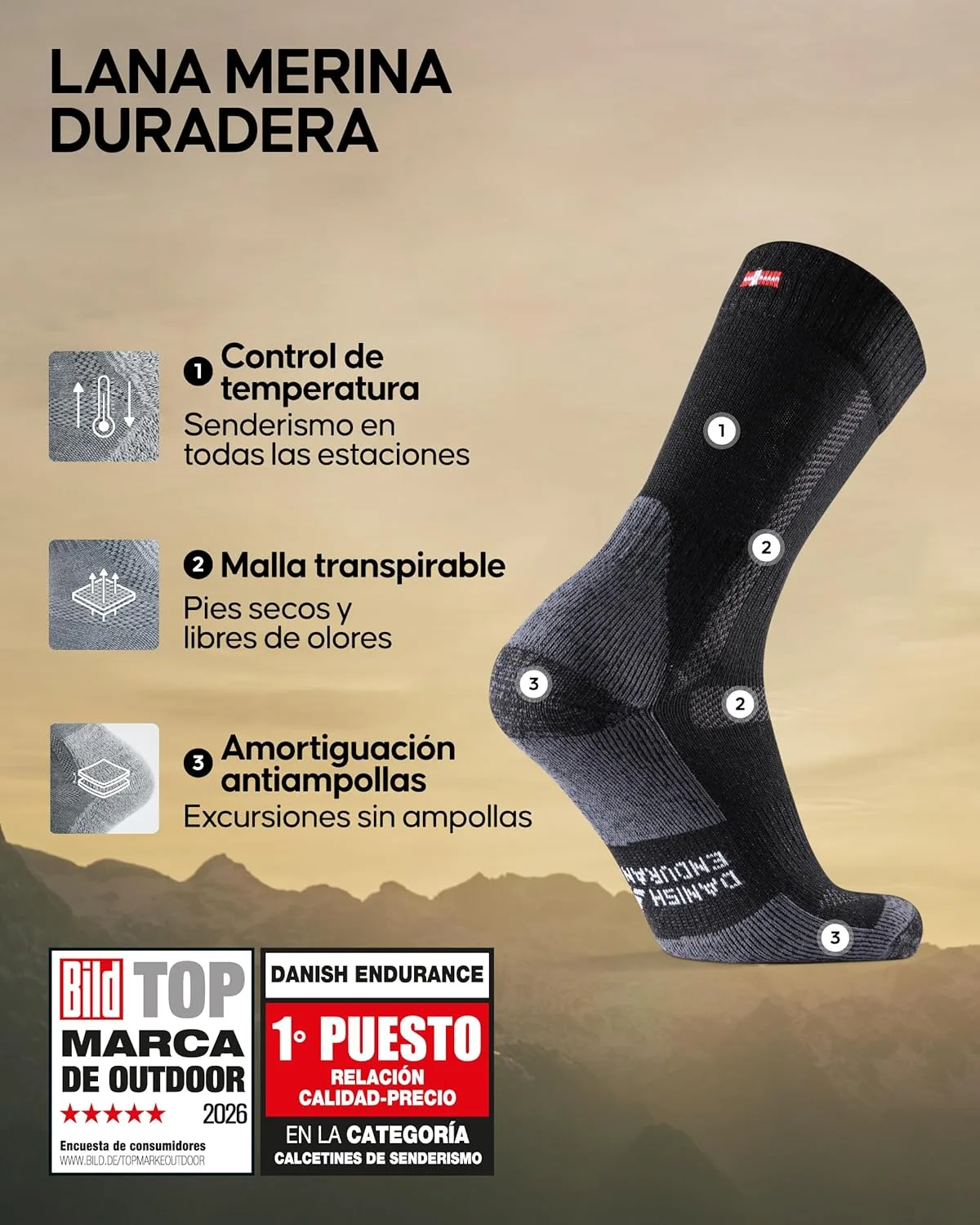 Calcetines de Senderismo de Lana Merino Unisex 3