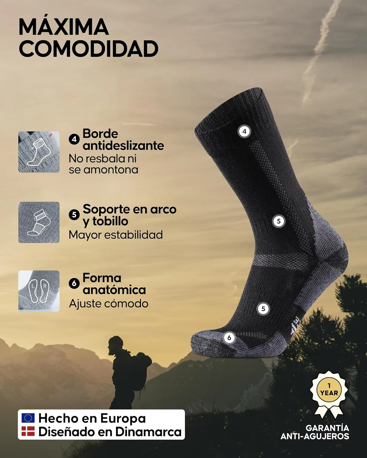 Calcetines de Senderismo de Lana Merino Unisex 4