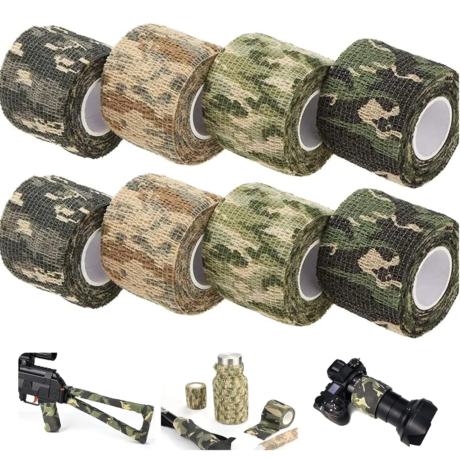 Cinta de Camuflaje Autoadhesiva (8 Rollos) - Reutilizable y Multiusos 2