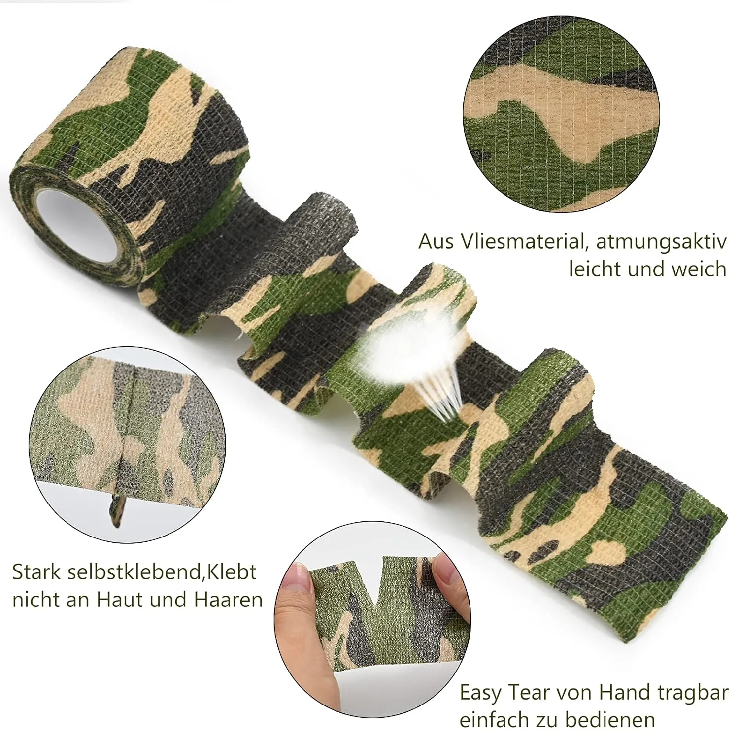 Cinta de Camuflaje Autoadhesiva (8 Rollos) - Reutilizable y Multiusos 3