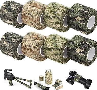Cinta de Camuflaje Autoadhesiva (8 Rollos) - Reutilizable y Multiusos