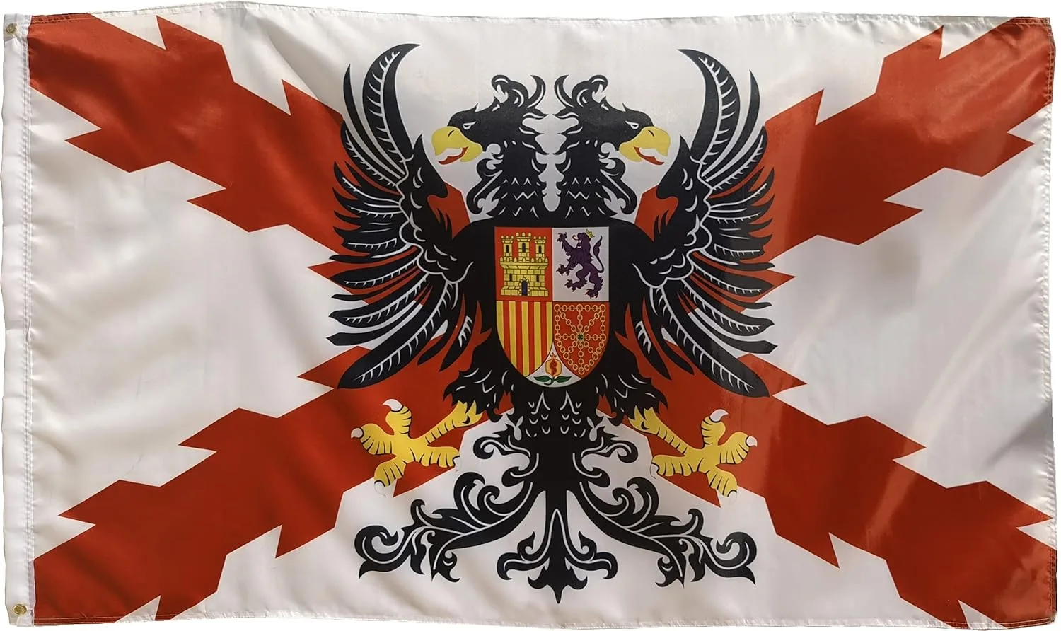 Bandera Histórica de los Tercios Españoles - Águila Bicefala y Aspa de Borgoña (150x90cm) 2