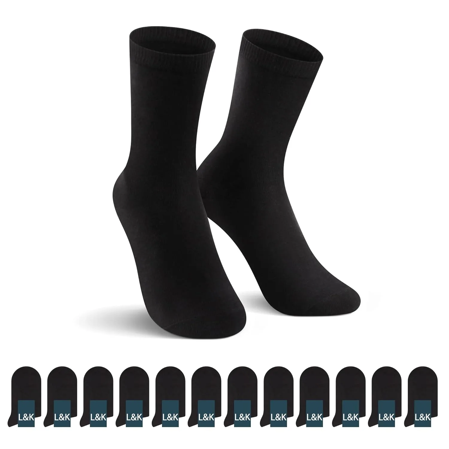 Pack 12 Pares Calcetines Deportivos Unisex, Negro y Blanco 4