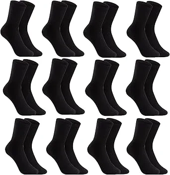 Pack 12 Pares Calcetines Deportivos Unisex, Negro y Blanco