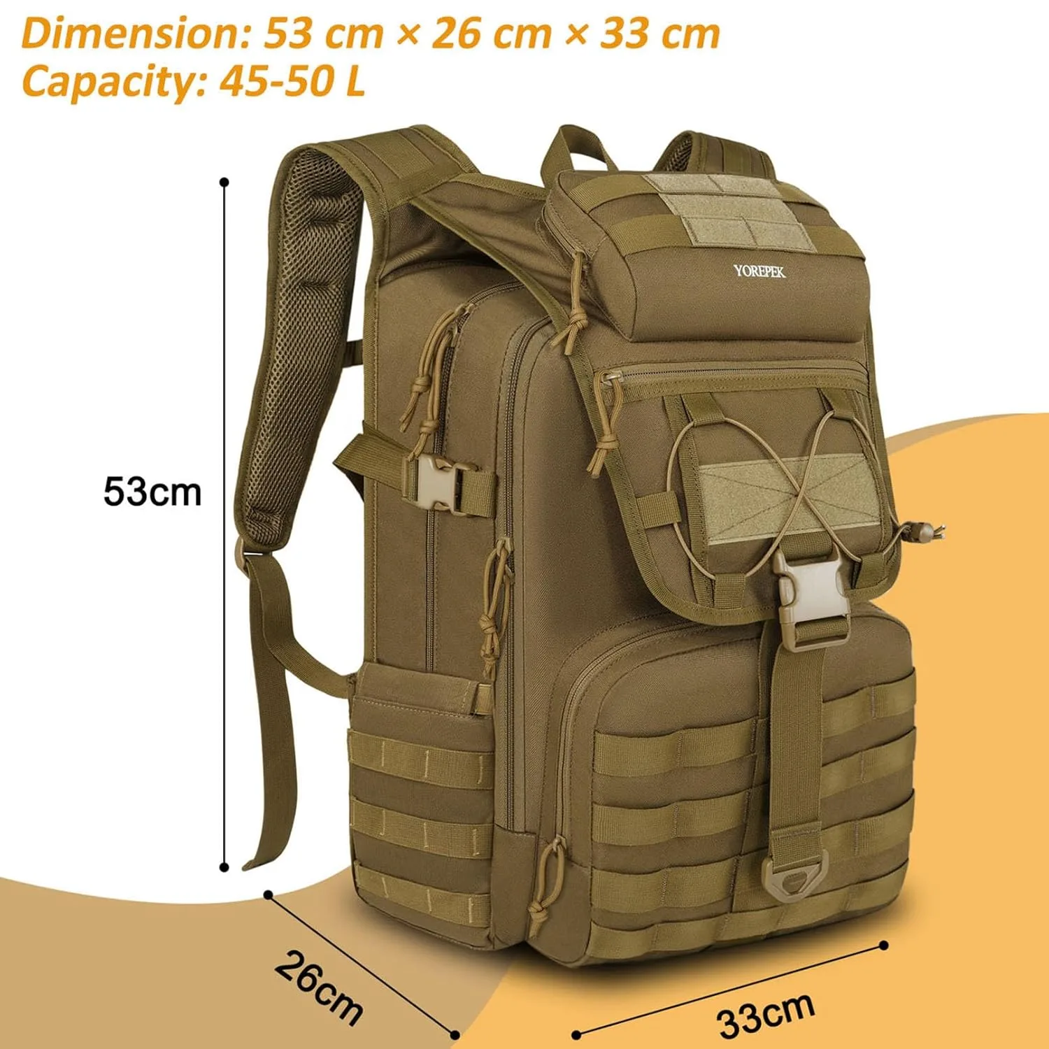 Mochila Militar Táctica Gran Capacidad con Sistema MOLLE 3