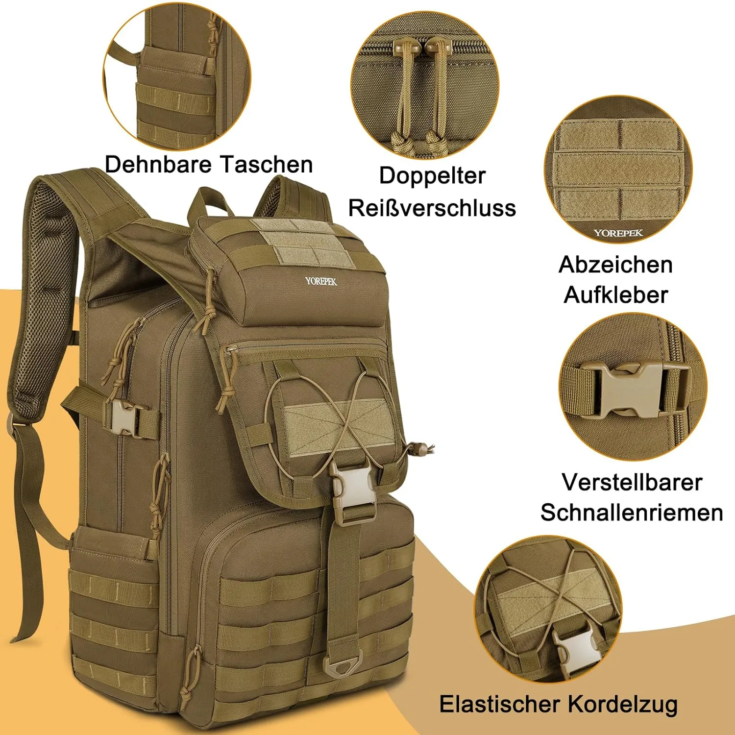 Mochila Militar Táctica Gran Capacidad con Sistema MOLLE 4