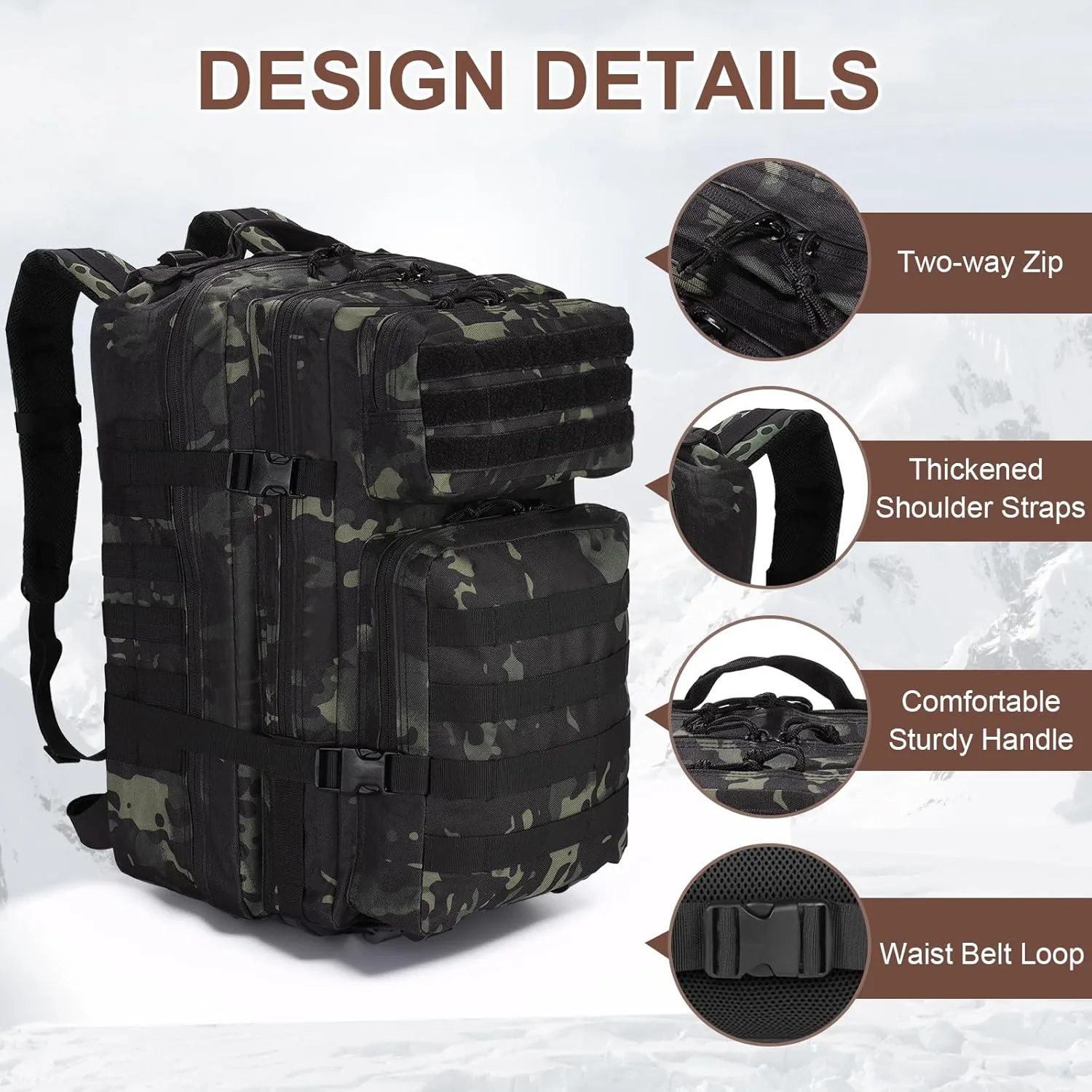 Mochila Táctica 45L Impermeable con Sistema MOLLE 3