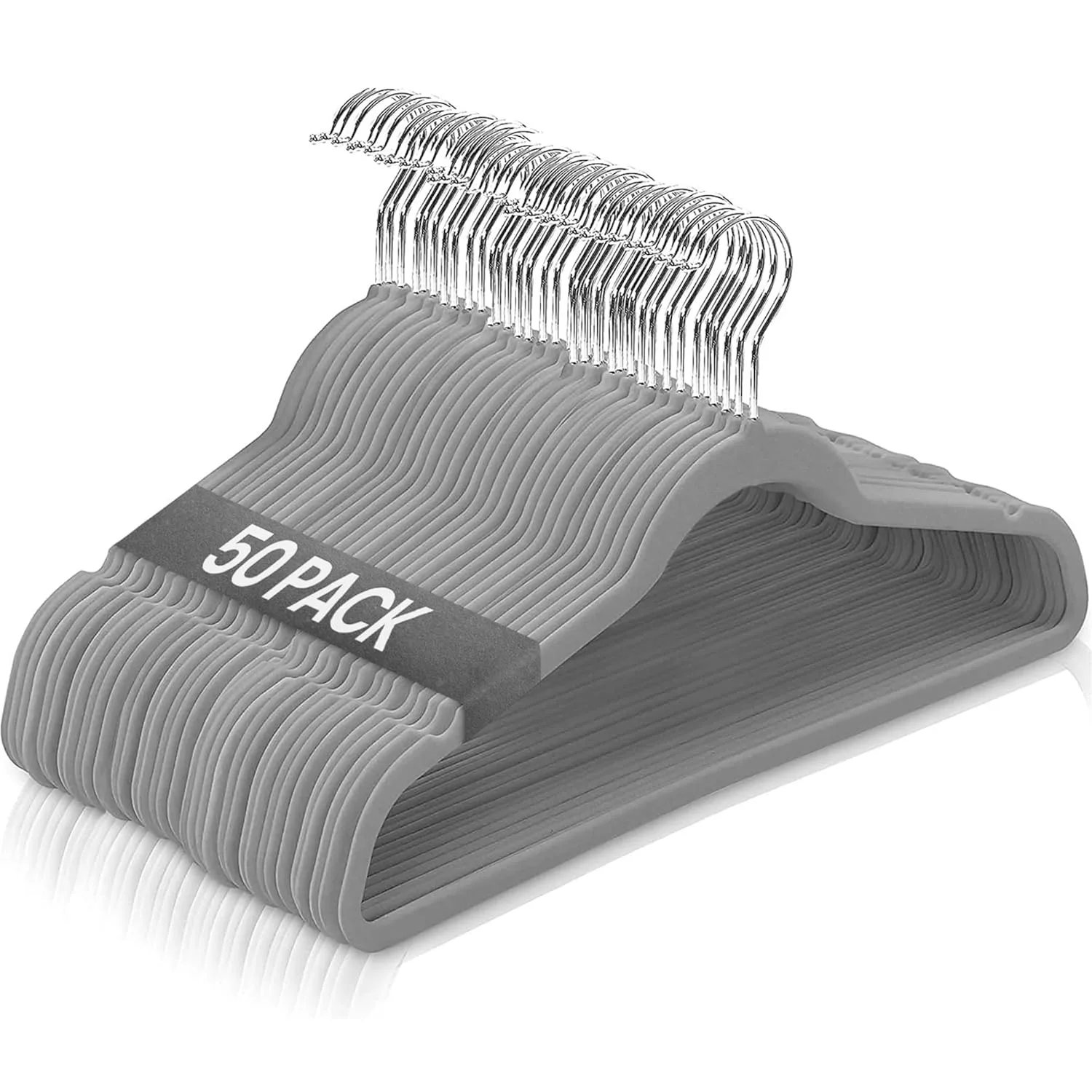 Perchas de Terciopelo Antideslizantes - Pack 50 Unidades Gris 2