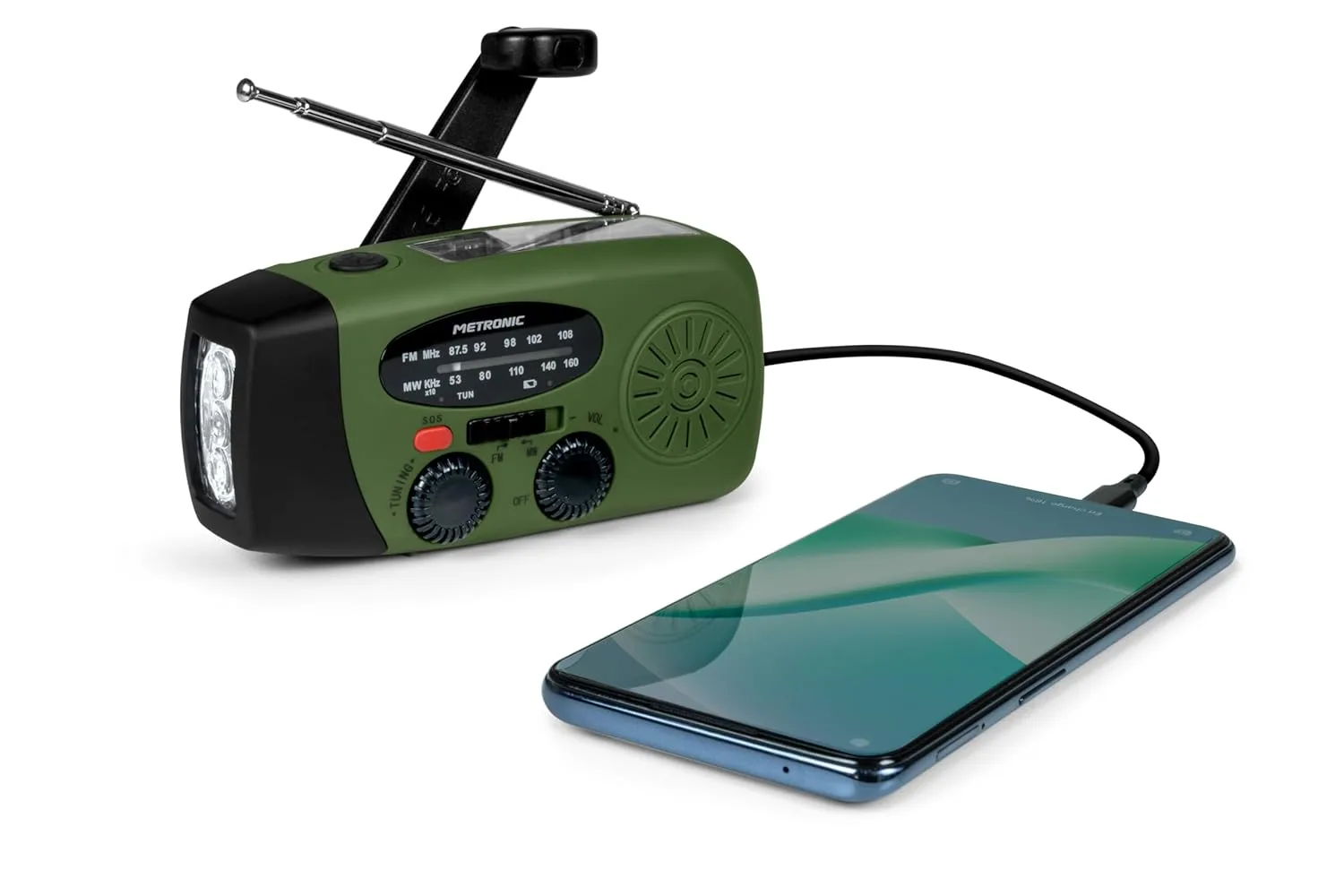 Radio Solar de Emergencia Multifunción con Linterna LED y Powerbank 2