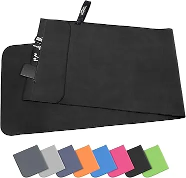 Toalla de Microfibra Deportiva 120x50cm con Bolsillo de Cremallera
