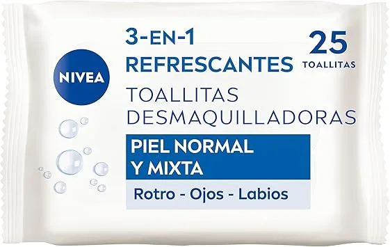 Toallitas Desmaquilladoras 3-en-1 NIVEA Refrescantes - 25 Ud.