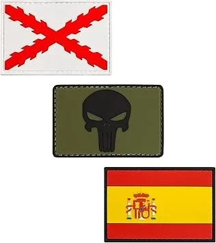 Pack 3 Parches PVC: España, Cruz de Borgoña y Punisher