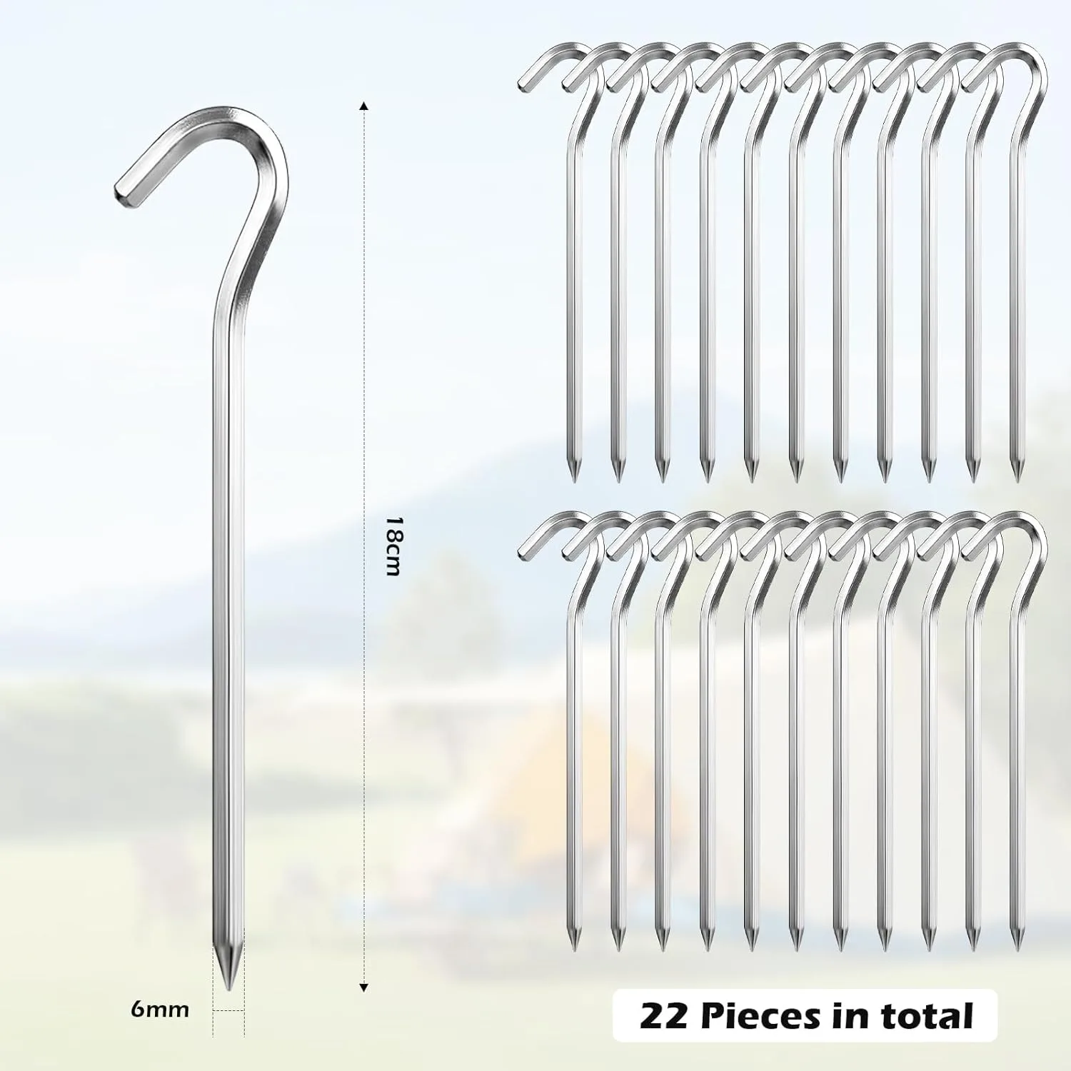 Set de 22 Estacas de Aluminio para Camping y Suelo Duro 3