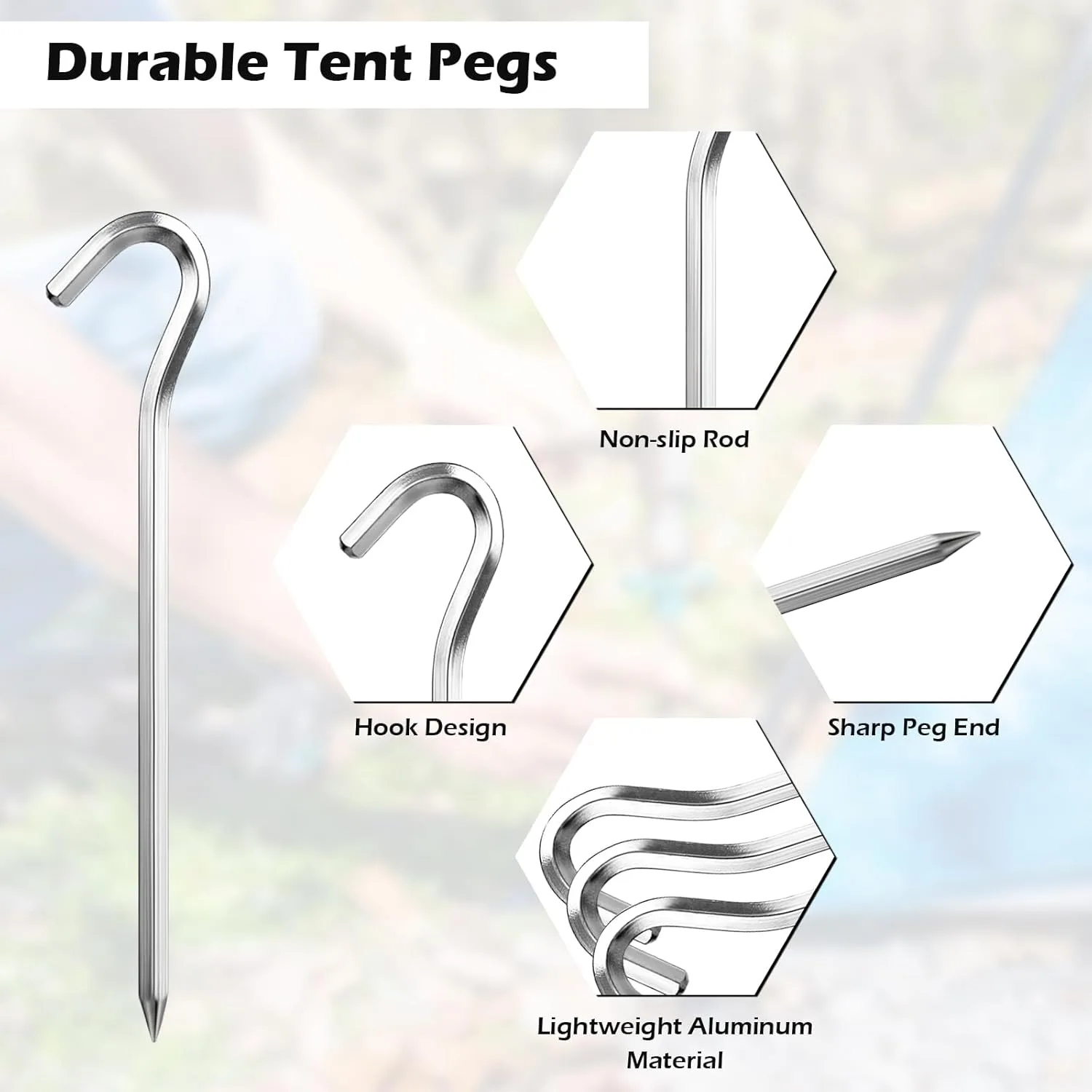 Set de 22 Estacas de Aluminio para Camping y Suelo Duro 4