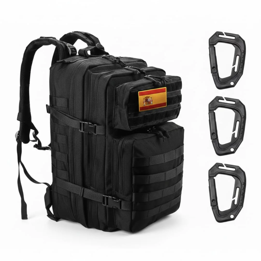 Mochila Táctica 45L con Parches España y EE.UU. 2