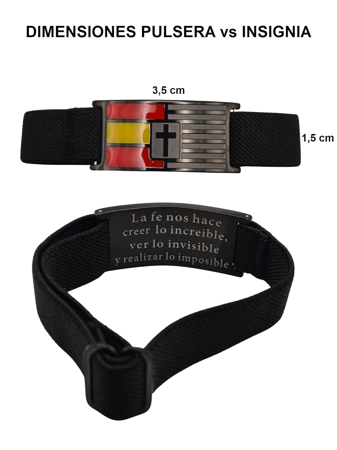 Pulsera Militar Española con Bandera y Cruz Cristiana 3