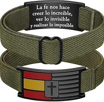 Pulsera Militar Española con Bandera y Cruz Cristiana